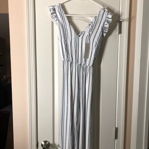 New Cropped Pinstripe Jumpsuit